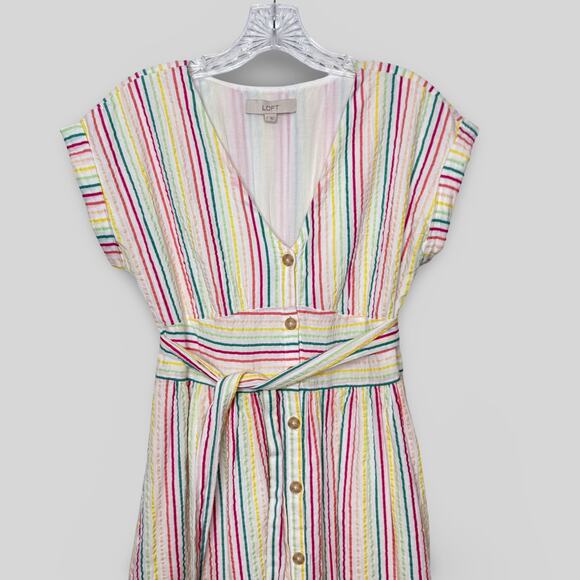 LOFT Striped Button Down Midi Dress - Picture 3 of 6